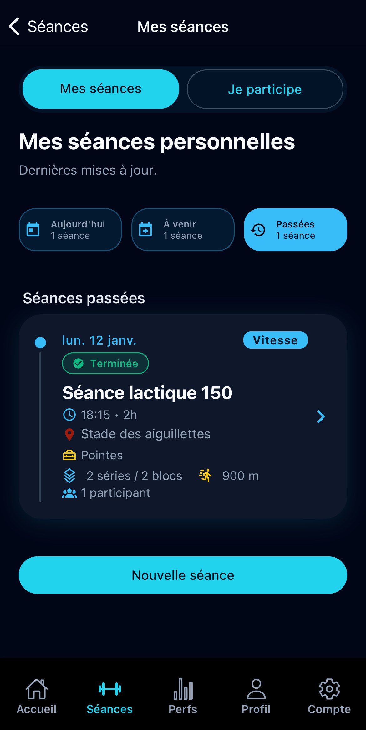 Séances d'entraînement